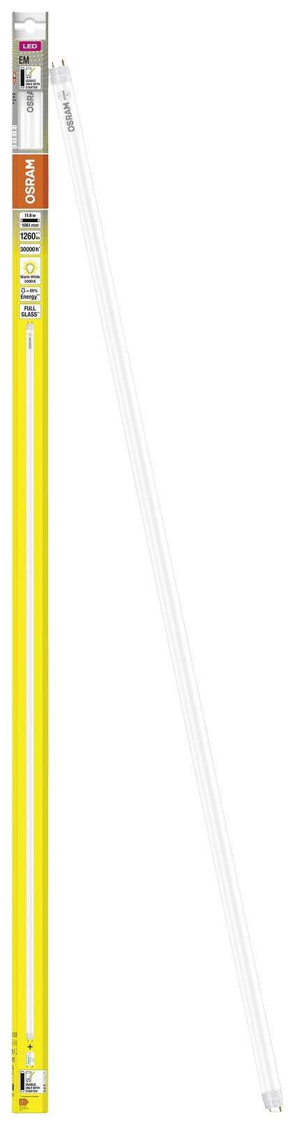 Lange, smalle, witte buis met gele verpakking. Product voor UV-licht, specifiek ontworpen voor desinfectiedoeleinden.