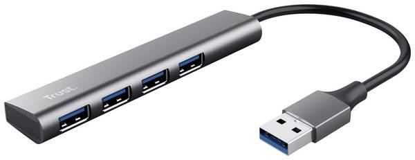 Trust Halyx-4-port 24947 USB-hub 1 + 4 poorten USB-A USB 3.2 Gen1 5 GBit/s  Donkergrijs