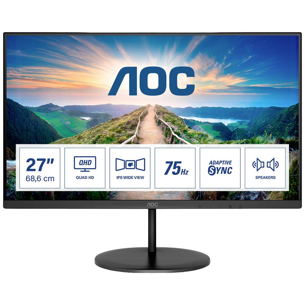 Image of AOC Q27V4EA Monitor LED ERP F (A - G) 68.6 cm (27 pollici) 2560 x 1440 Pixel 16:9 4 ms HDMI ™, DisplayPort, Cuffie (jack da 3,5 mm) IPS LCD