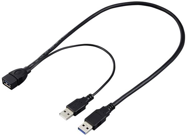 Renkforce RF-5719752 USB-kabel USB 3.0 USB-A stekker, USB-A bus 0.50 m Zwart