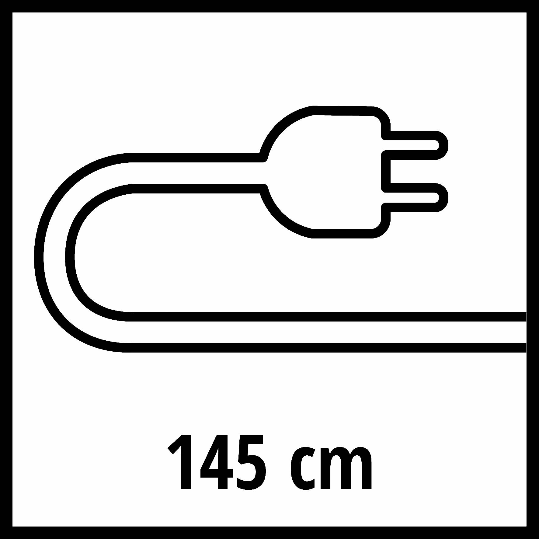 Kabel met een lengte van 145 cm en een stekker in zwart-wit.