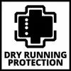 Symbool voor 'Droogloopbeveiliging' met gestileerd pomp-pictogram.