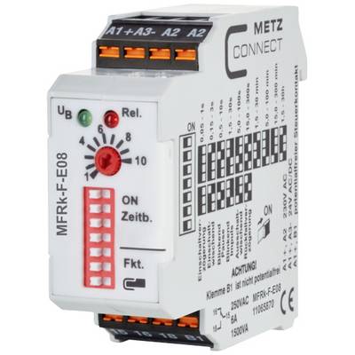 Tijdrelais MFRK-F-E08 van METZ CONNECT met verschillende tijd- en functievarianten, geschikt voor 250VAC en 1500VA belastingen.