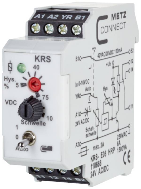 Metz Connect 110666 Drempelwaardeschakelaar 24, 24 V/AC, V/DC (max) 1x wisselcontact Piece 1 stuk(s)