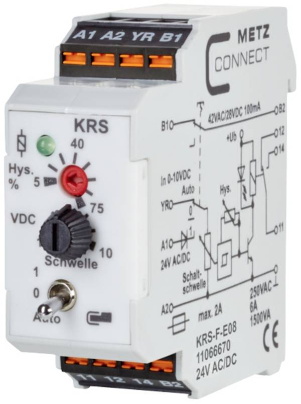 Metz Connect 11066670 Drempelwaardeschakelaar 24, 24 V/AC, V/DC (max) 1x wisselcontact Piece 1 stuk(s)