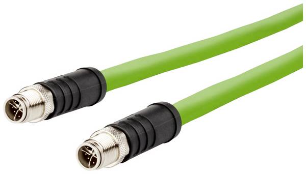 Metz Connect 142M6X11020 M12 Netwerkkabel, patchkabel CAT 6A SF/UTP 2.00 m Groen PUR-mantel, Zuurbestendig, Ozonbestendig, UV-bestendig, Geschikt voor sleepketting, Halogeenvrij, Oliebestendig, Microbebestendig 1 stuk(s)