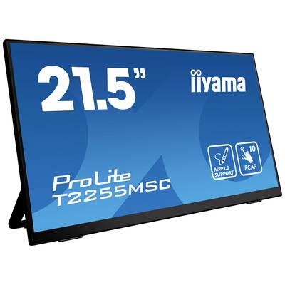 Een monitor van iiyama, model 'ProLite T2255MSC', met een schermgrootte van 21,5 inch. Ondersteunt MPD.10 en PCAP.