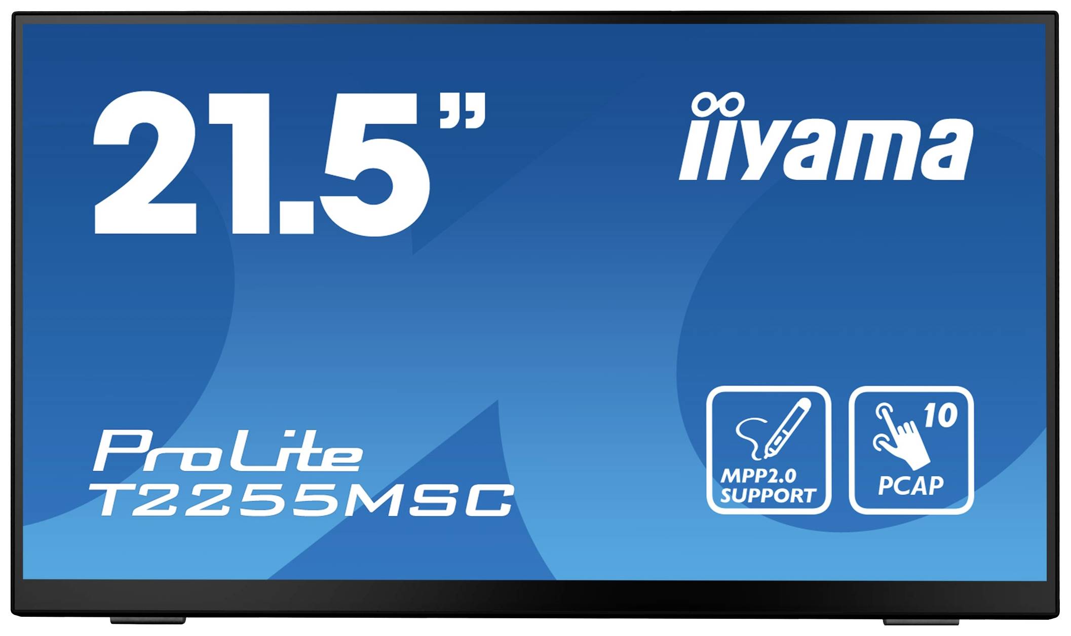Monitor met een 21,5 inch scherm van iiyama, model ProLite T2255MSC. Ondersteunt MPP2.0 en 10-punts PCAP-touchscreen.