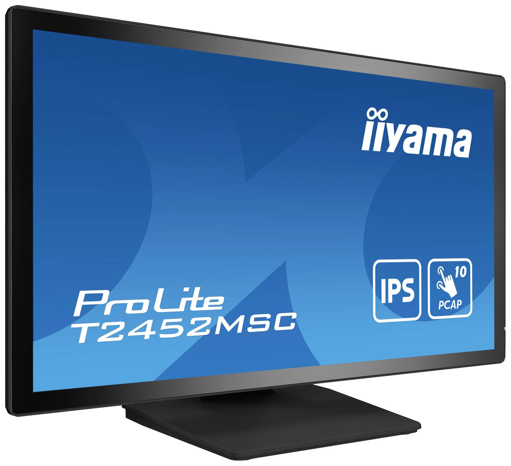Een monitor van iiyama, model ProLite T2452MSC, met IPS-technologie en 10-punts touchscreen.