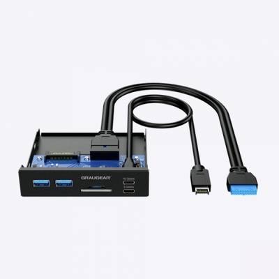 Een computeradapter met twee USB-poorten en een HDMI-kabel, geschikt voor installatie in een pc, voor verbeterde connectiviteit.