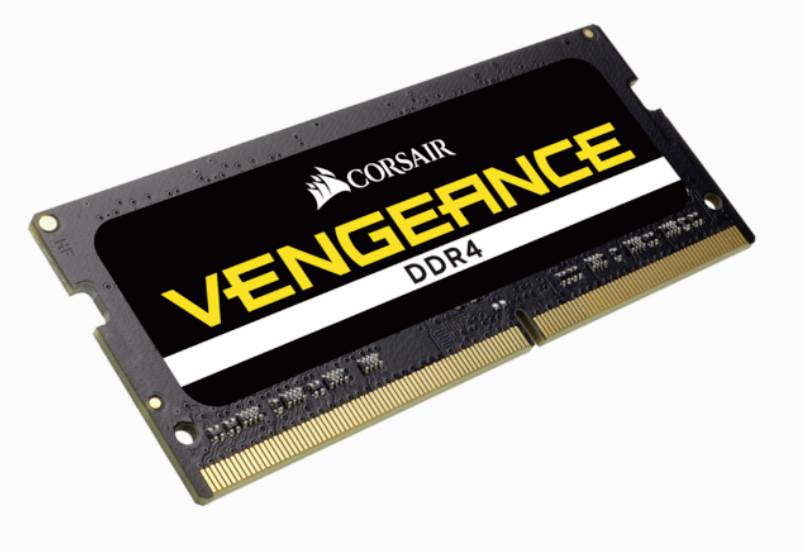 RAM-module van Corsair, model 'Vengeance DDR4'. Zwarte geheugenbalk, geschikt voor computers ter prestatieverbetering.