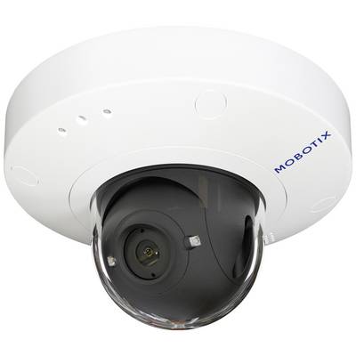 Koepel-bewakingscamera met een wit behuizing en het logo 'MOBOTIX'. Ideaal voor plafondmontage. Gericht op beveiligingstoezicht.