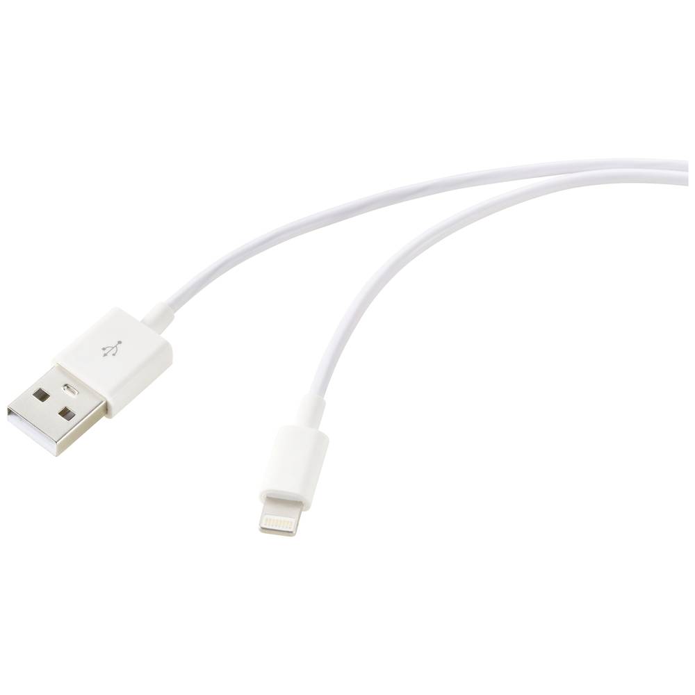 Renkforce USB-kabel USB 2.0 USB-A stekker, Apple Lightning stekker 2.00 m Wit (bevroren) RF-5724086