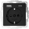 2USB universeel stopcontact met 2x USB 3A (15W)(USB A + C) 55x55 InCharge Pro - mat zwart (2U-449641)