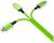 Groen USB-kabel met drie verschillende aansluitingen: USB-C, Lightning en Micro-USB, voor veelzijdige verbindingsmogelijkheden.