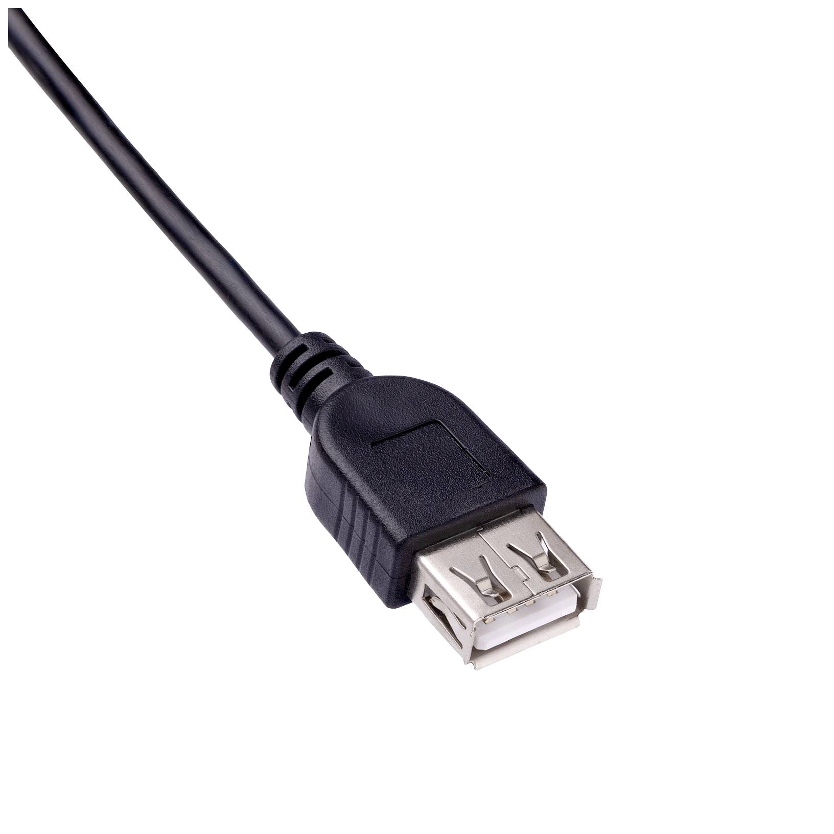 Zwart USB-kabel met rechthoekige aansluiting, geïsoleerd tegen een witte achtergrond.