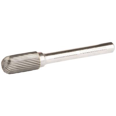 Een freesstift met een cilindrische schacht en een conische kop van metaal, gebruikt voor precies slijpen en vormen van materialen.