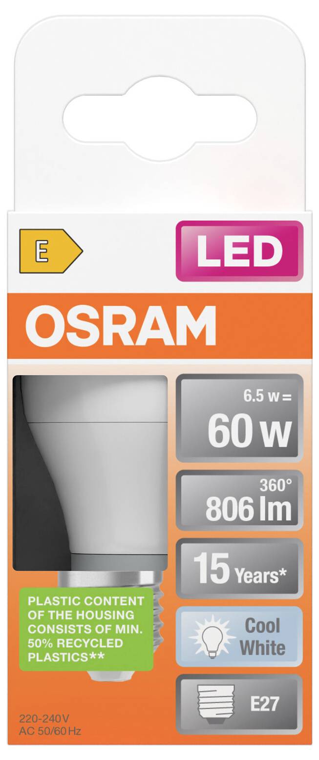 OSRAM HOMELIGHTING 4099854022005 LED-lamp Energielabel F (A - G) E27 Globe (mini) 7 W = 60 W Neutraalwit (Ø x h) 47 mm x 47 mm 1 stuk(s) – Foto 2 van 2