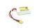Een witte lithium-polymeer-accu met de opdruk 'LEMON RC, 350 - 11.1V, 3S1P', met rode en zwarte kabels.