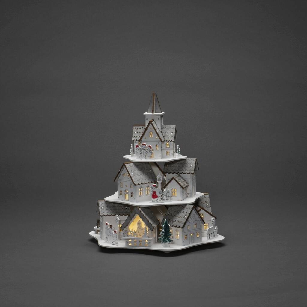 Décoration De Noël Konstsmide Silhouette église En Bois Blanc LED - Minuterie 6h, 8 Diodes Blanc Chaud - À Piles - 2