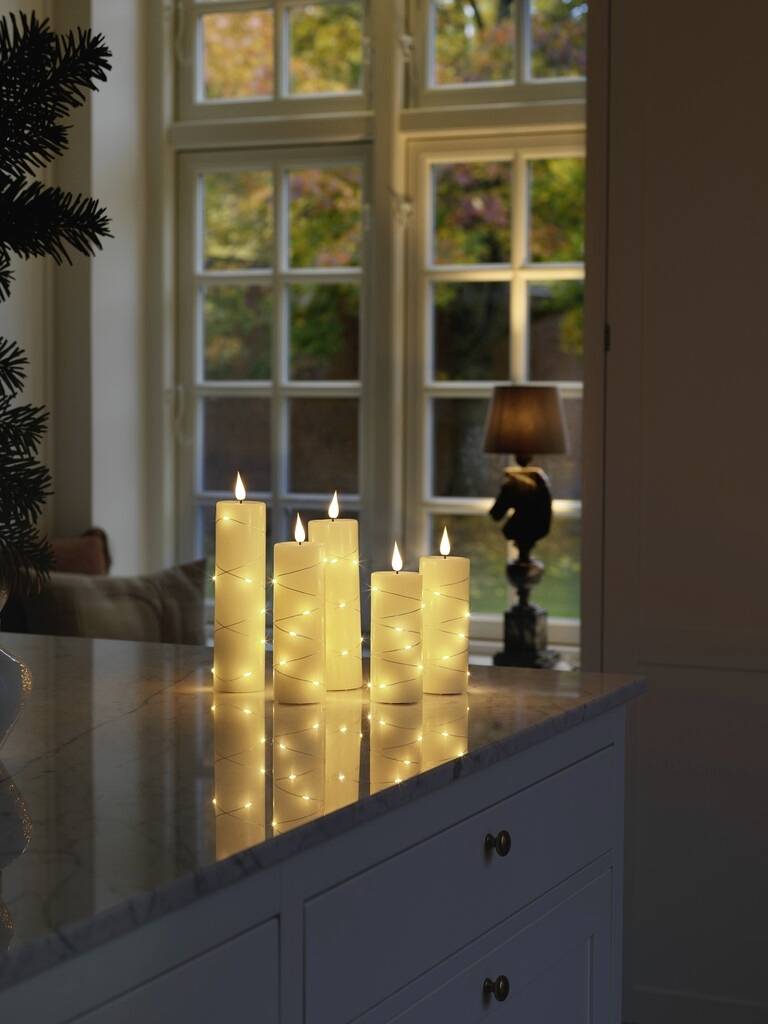Konstsmide 1845-190 LED-kaars met echte was Set van 5 stuks Warm-wit Warmwit (Ø x h) 55 mm x 200 mm Timer, Schakelaar-2