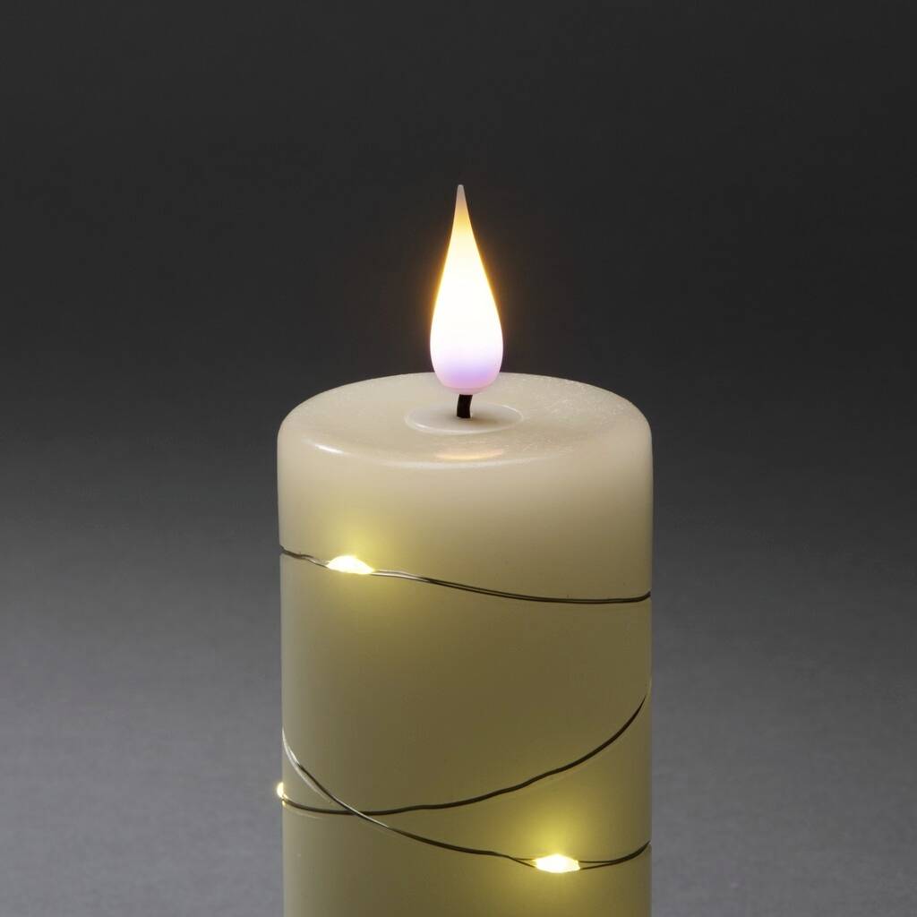 Konstsmide 1845-190 LED-kaars met echte was Set van 5 stuks Warm-wit Warmwit (Ø x h) 55 mm x 200 mm Timer, Schakelaar-4