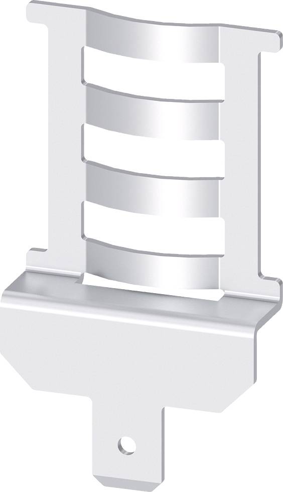 Metalen beugel met vier horizontale steunen en een gat aan de onderkant voor bevestiging.