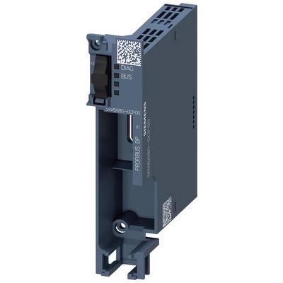Industrieel onderdeel van Siemens met QR-code. Opschrift: 'DIAG', 'BUS', 'X3', 'PROFIBUS DP'. Modulaire opbouw herkenbaar.