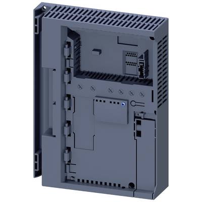 Grijs-blauw elektronisch apparaat met ventilatiesleuven en meerdere aansluitingen aan de achterkant, waarschijnlijk een besturingsmodule.