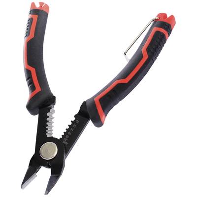 Tangen met zwarte en rode rubbergrepen. Geschikt voor knippen of grijpen bij handwerk- en reparatiewerkzaamheden.
