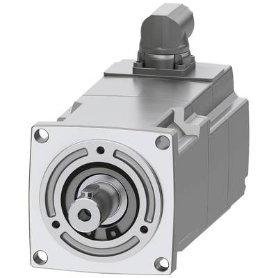 Een grijze elektromotor met een rechthoekige behuizing en een ronde voorzijde. Bovenaan bevindt zich een aansluiting waaruit kabels worden gevoerd.