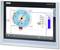 Touchscreen-display met Siemens-SIMATIC HMI. Toont een diagram van een mengvat met besturingsopties en systeemvolumediagram.