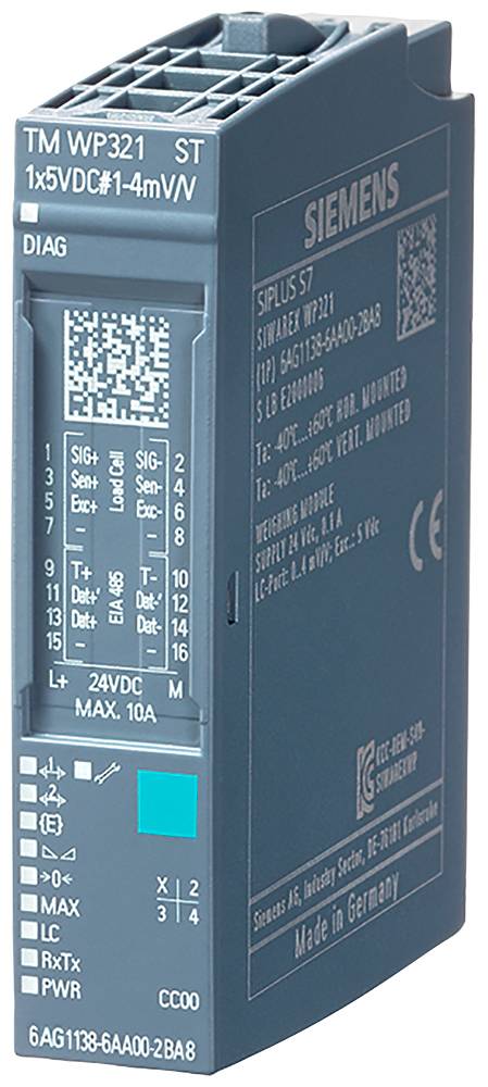 Grijs Siemens elektrisch apparaat met opdruk TM WP321 ST. De gegevens omvatten spanningswaarden en technische specificaties.