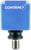 Blauwe inductiesensor met wit 'Contrinex'-logo bovenaan. Onderaan is een zilveren aansluiting zichtbaar.