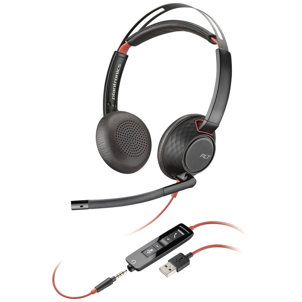 POLY Blackwire C5220 On Ear headset Computer Kabel Stereo Zwart Noise Cancelling Headset, Volumeregeling, Microfoon uitschakelbaar (mute)