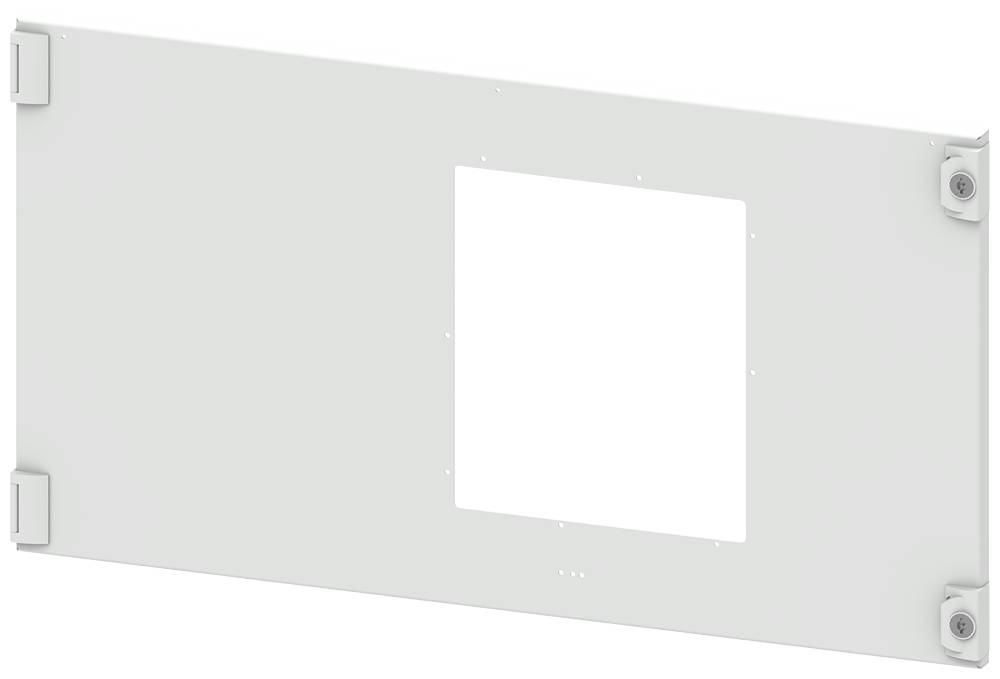 Afdekking met rechthoekige uitsparing in het midden en bevestigingspunten in de hoeken. Geschikt voor montagedoeleinden.