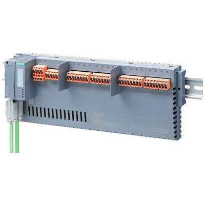 Besturingsmodule, horizontaal gemonteerd, met meerdere oranje aansluitklemmen, geschikt voor industriële automatisering.
