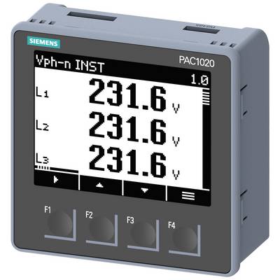 Digitale elektriciteitsmeter toont drie spanningswaarden: L1, L2, L3, respectievelijk 231,6 V. Display met meerdere toetsen voor navigatiefuncties.