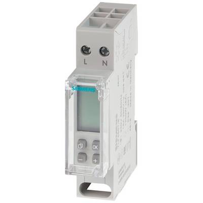 Digitale energiemeter van Siemens met LCD-display en bedieningsknoppen. Geschikt voor het bewaken van energieverbruik in huishoudens.