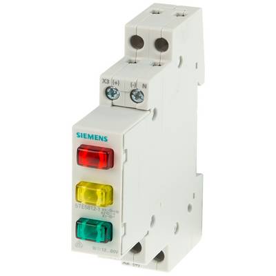 Een meerkleurige Siemens-vermogensschakelaar met rode, gele en groene LED-indicatoren aan de voorzijde voor statusweergave.