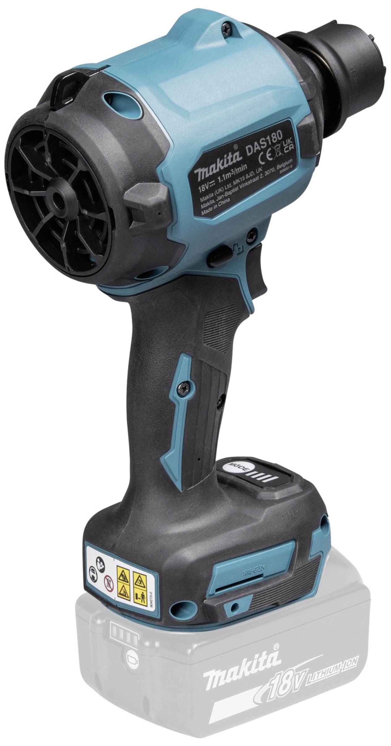 Een handmatig draadloos elektrisch gereedschap in blauw-zwarte kleur, dat werkt als een slagschroevendraaier.