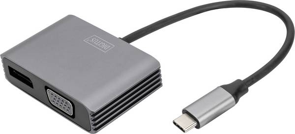DIGITUS Adapter USB-C Male -> VGA Female / DP Bu. 4K/30Hz 20cm