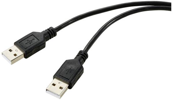 Renkforce RF-5771508 USB-kabel  USB 2.0 USB-A stekker, USB-A stekker 1.00 m Zwart PVC-mantel