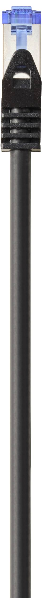 Zwarte pen met blauwe dop en clip, verticaal gepositioneerd.