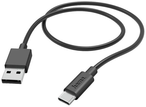 Hama 00201594 USB-laadkabel USB 2.0 USB-A stekker, USB-C stekker 1.00 m Zwart Met USB