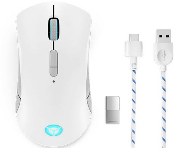 Lenovo Legion M600 Gaming-muis Draadloos, Kabelgebonden    Optisch Groen, Wit 9 Toetsen 16000 dpi Verlicht