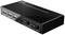 2-Poorts HDMI 4Kx2K USB 2.0 & Audio KVM-Switch in het zwart, met aansluitingen voor muis, toetsenbord, audio en twee apparaatselectieknoppen.