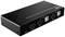 Een zwarte KVM-switch van Lindy met 2 HDMI-aansluitingen en twee USB-poorten, geschikt voor het verbinden van twee pc's met één monitor.