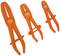 Drie oranje waterpomptangen van Bahco in verschillende formaten, naast elkaar geplaatst op een witte achtergrond.