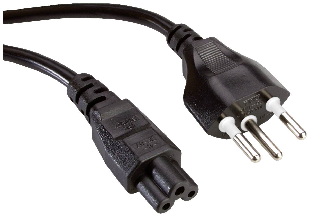 Value Stroom Aansluitkabel [1x T12-stekker - 1x IEC-bus] 1 m Zwart